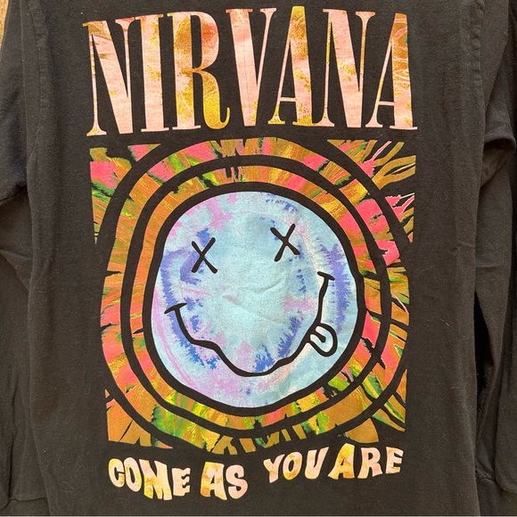 Nirvana Come As You Are Long Sleeve Black Graphic T-Shirt Mens Size Small - Picture 4 of 6